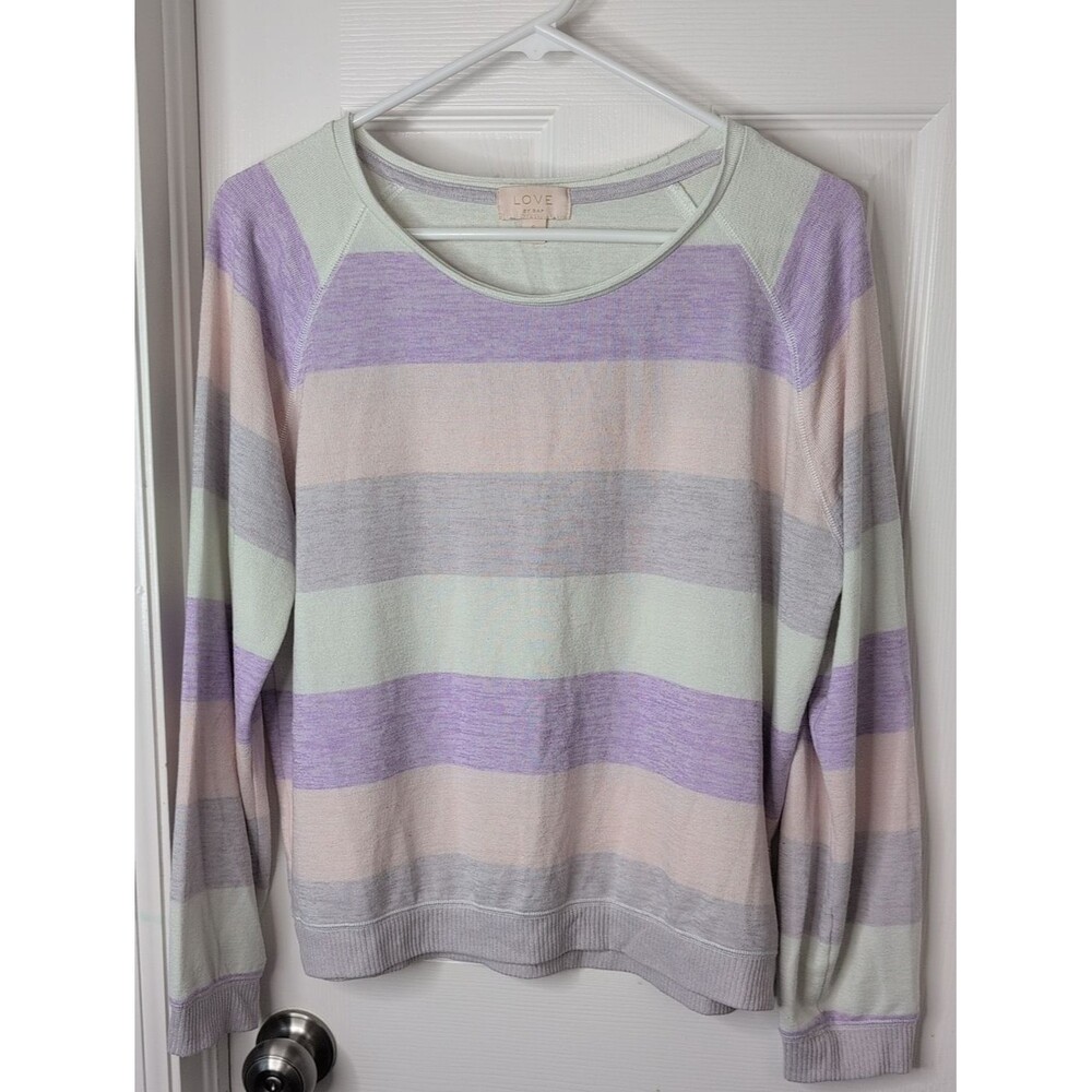 Love By Design Pastel Mint Lavender Blush Striped Sweater Size S